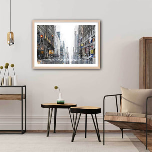 Poster madison square abstraction Affiche + cadre en bois - Chêne