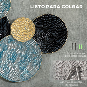 3D Arte de Pared Metálico, Adornos Modernos Redondos para Colgar, Decoración para Salón, Dormitorio, Comedor, Multicolor