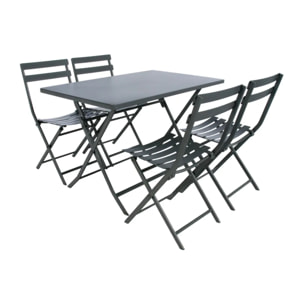 Table de jardin pliante rectangulaire "Greensboro" graphite 4 places en métal