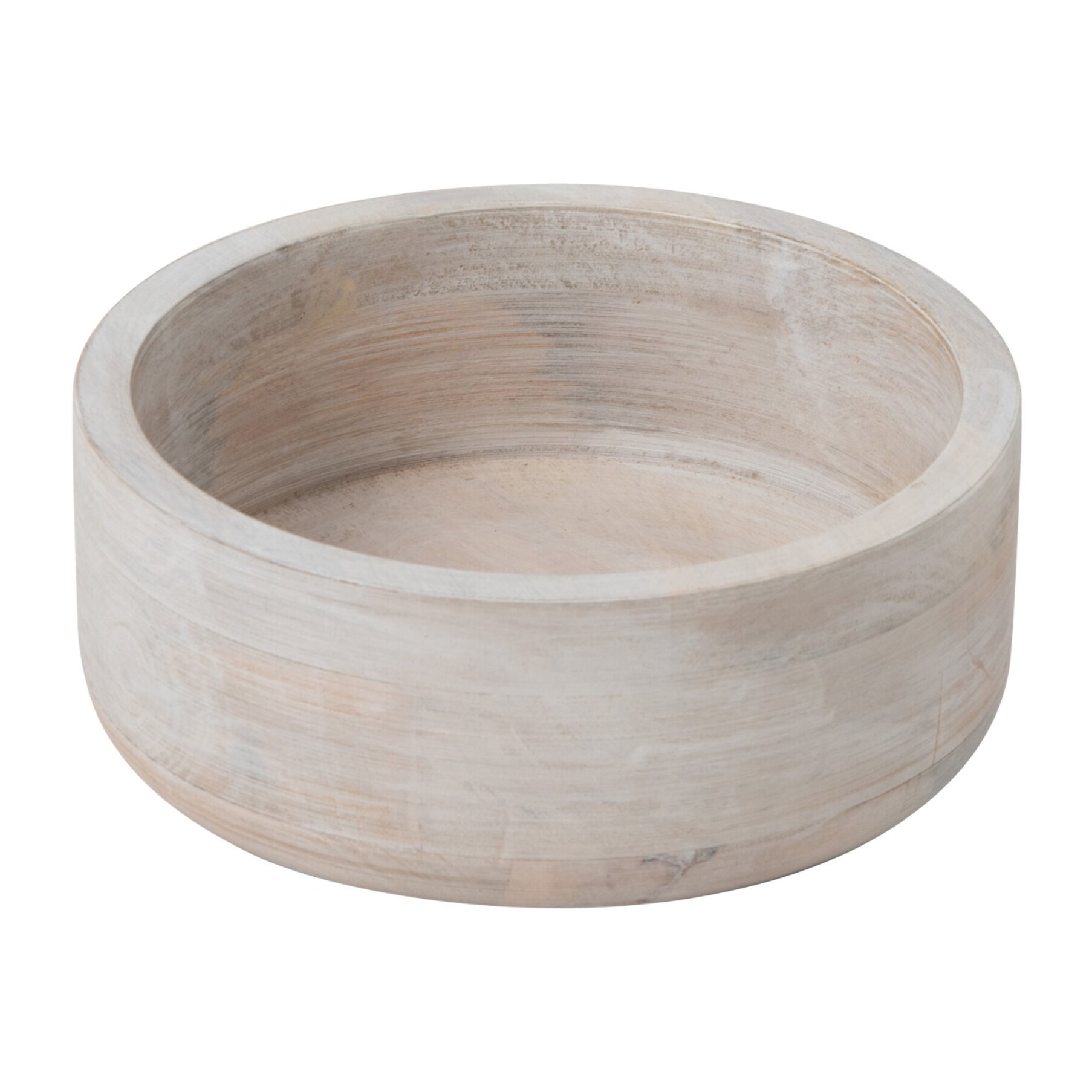 J-Line Bol rond - bois de manguier - blanc - medium