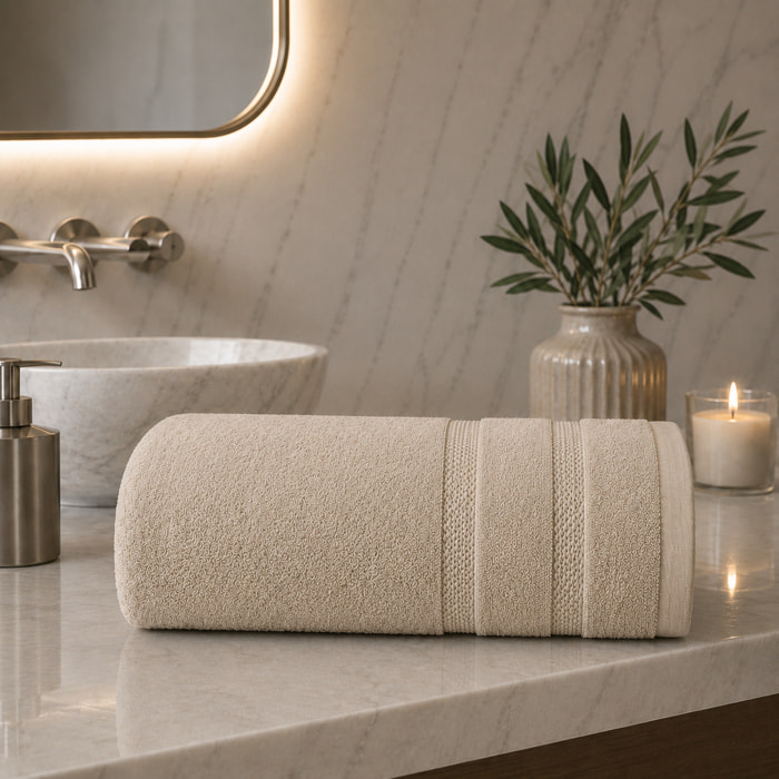 COTONE EGIZIANO Telo Bagno Spugna Lusso 530 gr_100x150_Sabbia