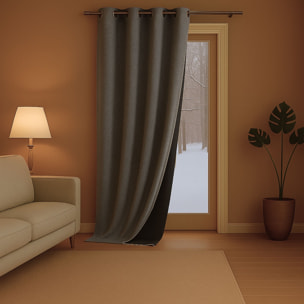 Rideau anti-froid doublé polaire - Gris anthracite