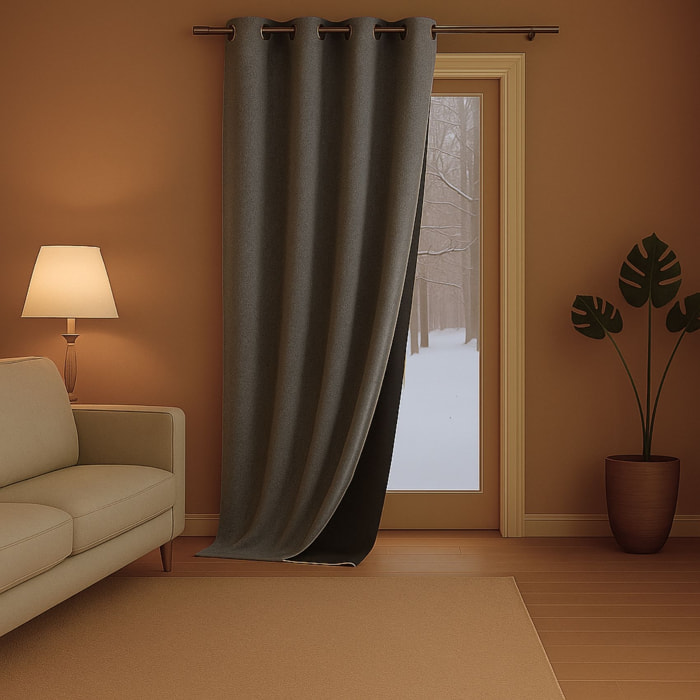 Rideau anti-froid doublé polaire - Gris anthracite