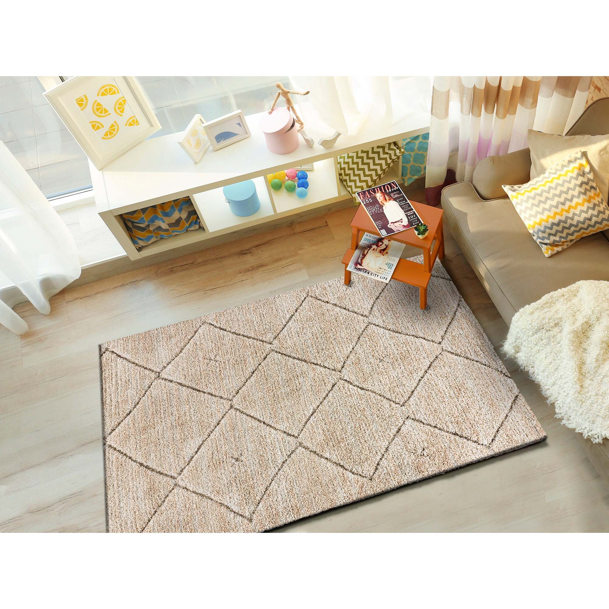 ENYA Alfombra con texturas y diseÃ±o escandinavo en tonos beige, varias medidas disponibles