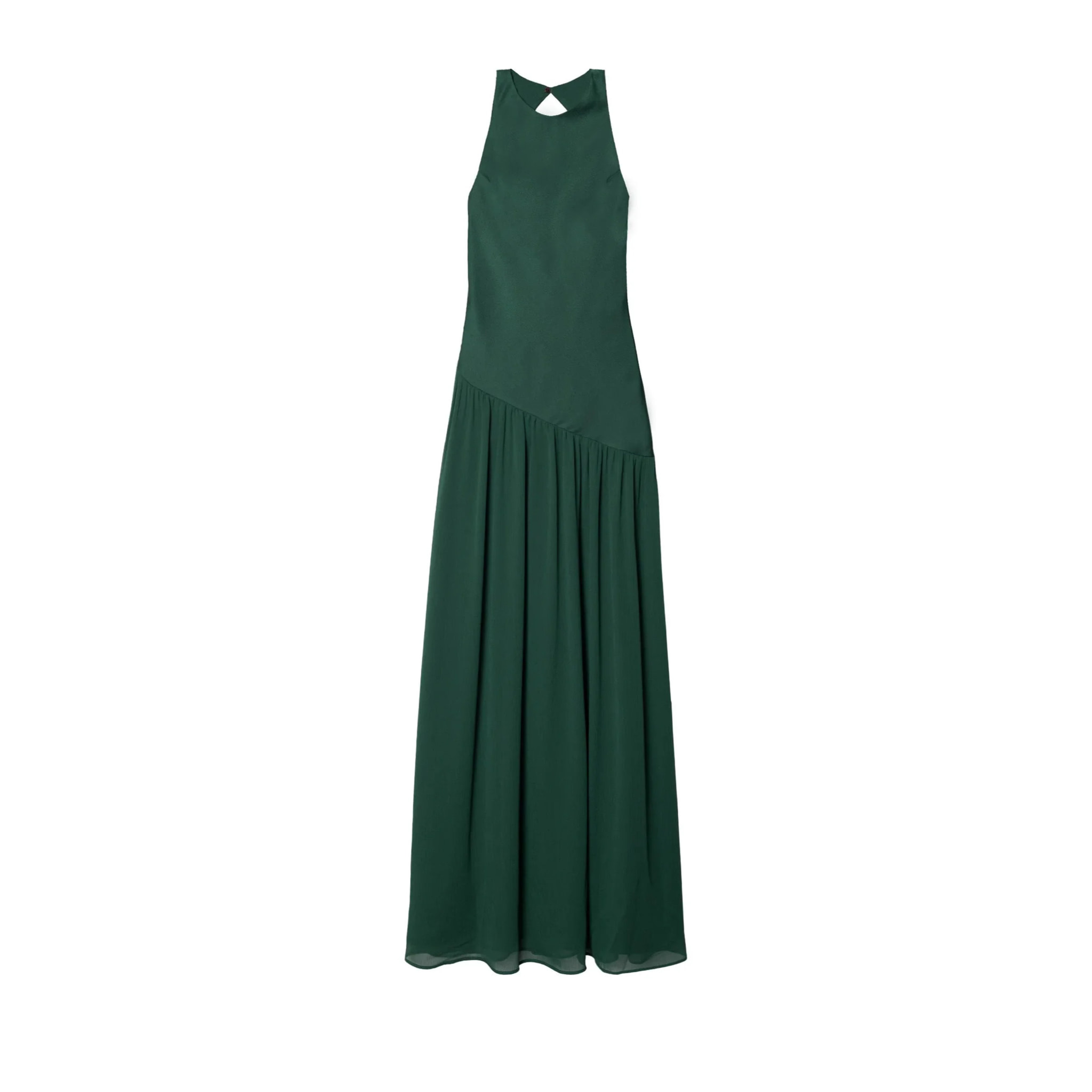 Vestido largo con corte asimétrico y espalda descubierta