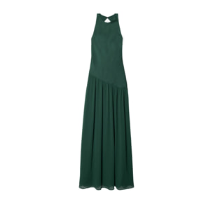 Vestido largo con corte asimétrico y espalda descubierta