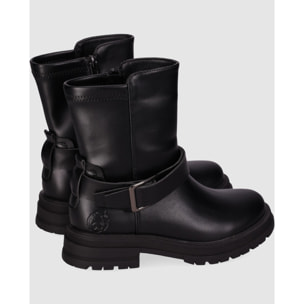 Botines de Piel Sintética - Negro - Tacón: Bajo
