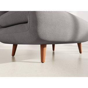 Lumi - Banquette convertible clic-clac 1 place en velours côtelé - Gris