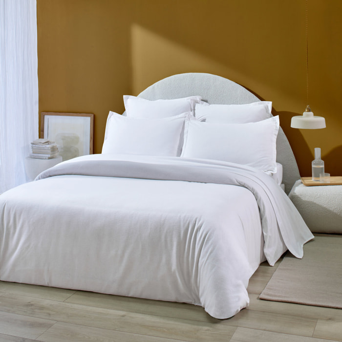 Housse de couette 100% flanelle de coton unie - blanc