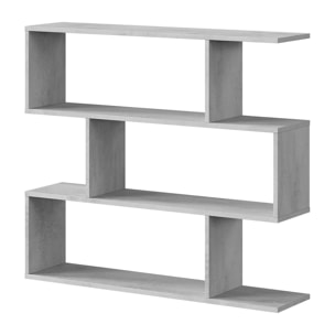 Libreria Hampton, Mobile portalibri bassa bifacciale, Scaffale con tre scomparti, Scaffale moderno da ufficio, cm 110x24h97, Grigio cemento