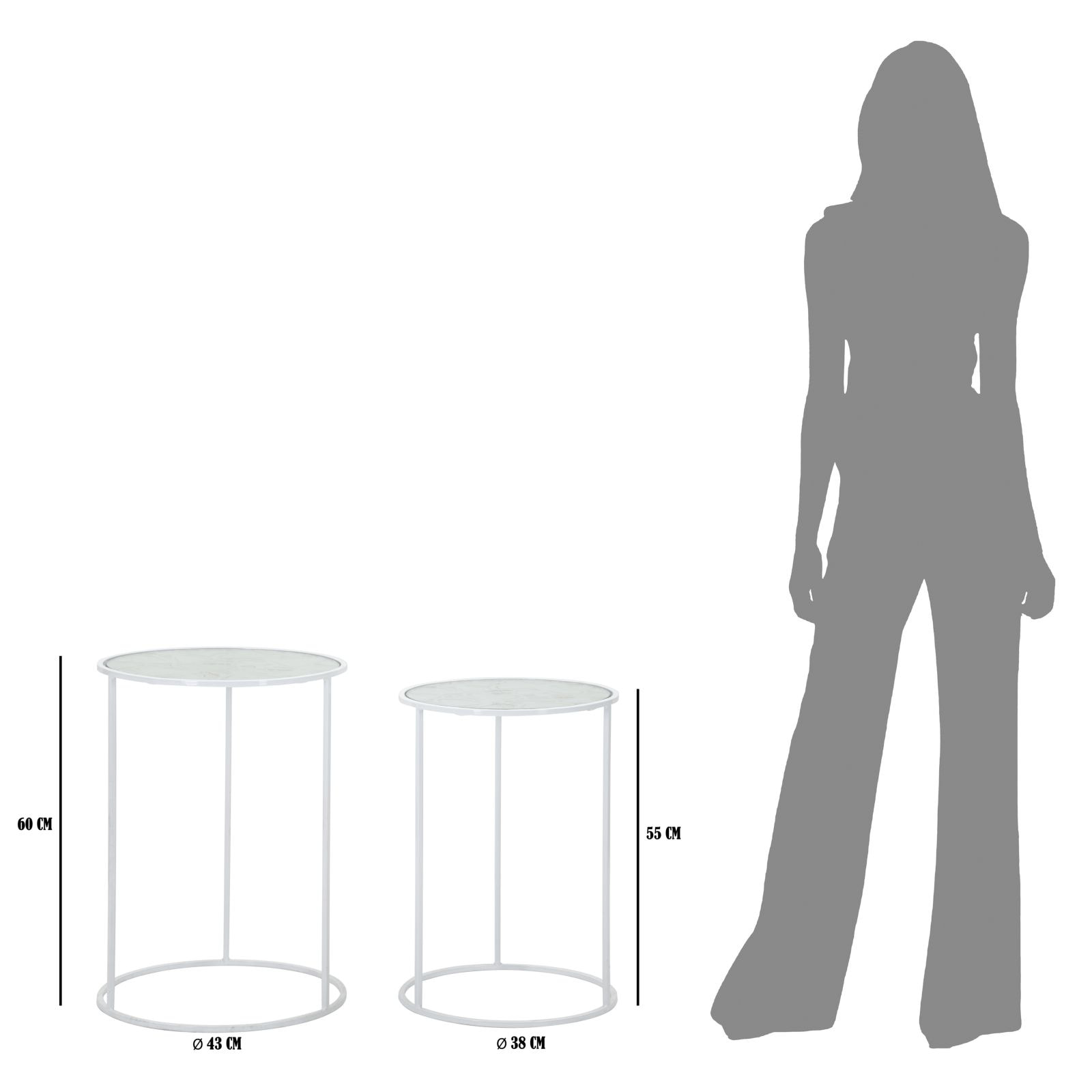 TAVOLINETTI WHITE HARTS COPPIA CM Ø 43X60-38X55