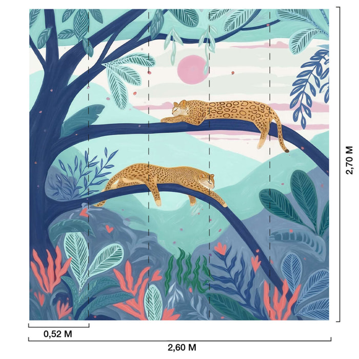 Papier peint  Guépards Endormis Intissé