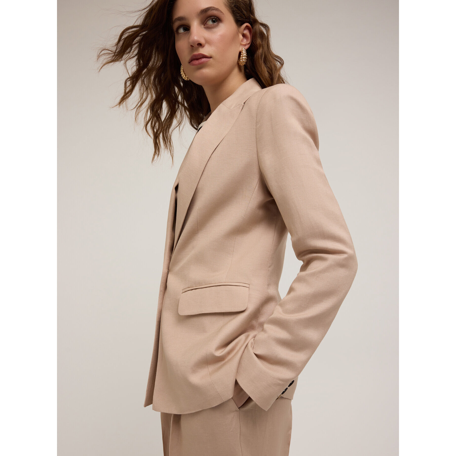 Motivi - Blazer monopetto misto lino - Beige