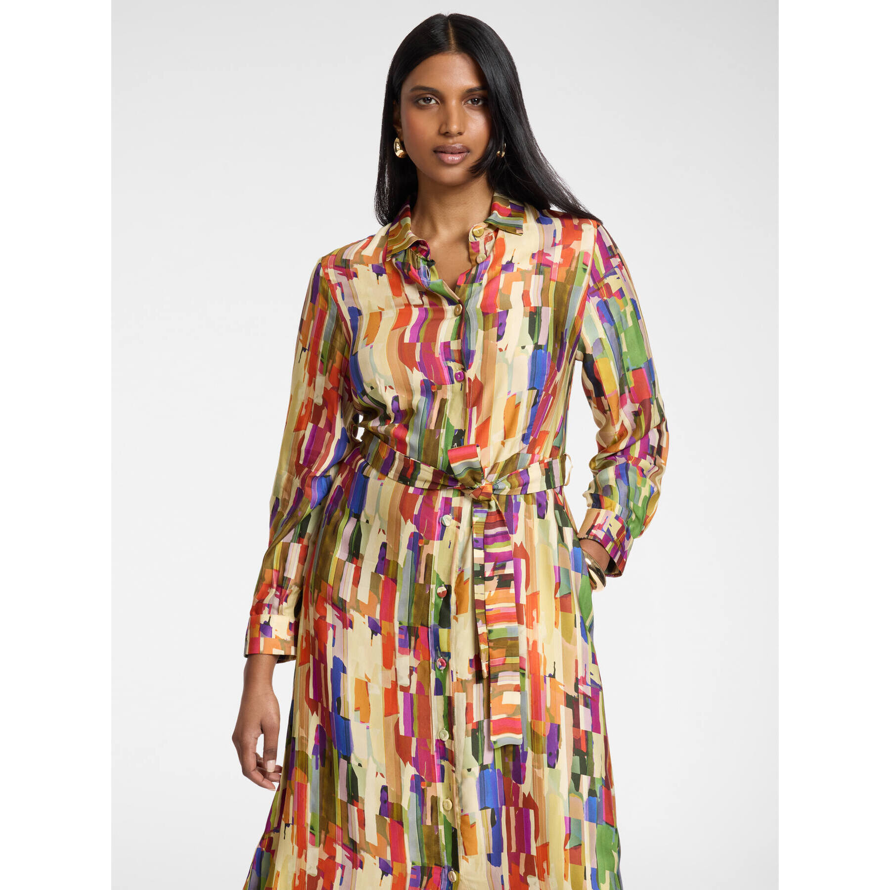 Elena Mirò - Vestido camisero estampado - Beige