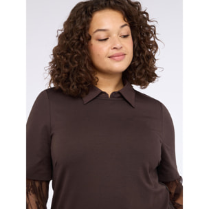 Fiorella Rubino - Vestido largo en Punto Milano - Marrón