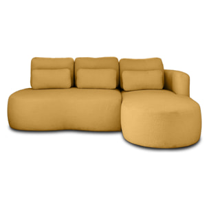 Mahina - canapé d'angle droit - 4 places - convertible avec coffre - en tissu bouclette - Jaune