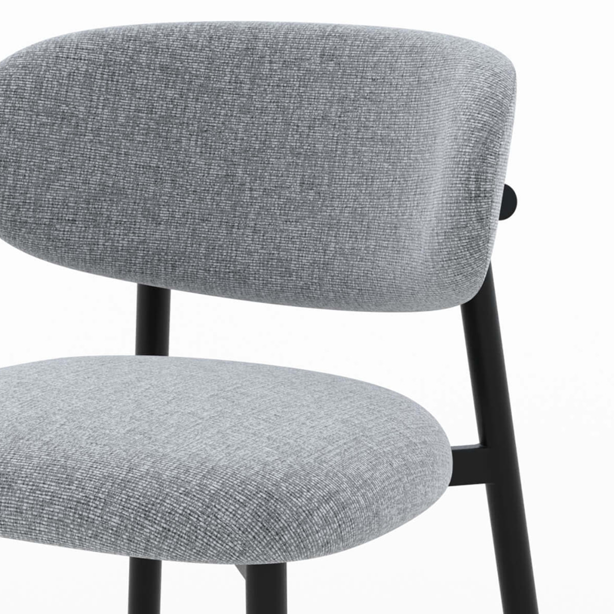 Lot de 2 chaises en tissu gris foncé chiné et pieds en métal noir - Nao