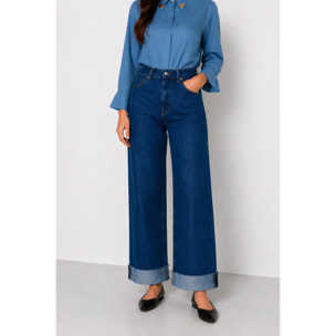 Kocca - Jeans a vita alta e gamba larga in 100% cotone Donna