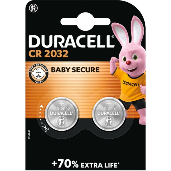 Pile DURACELL Lithium DL/CR 2032, pack de 2 unités