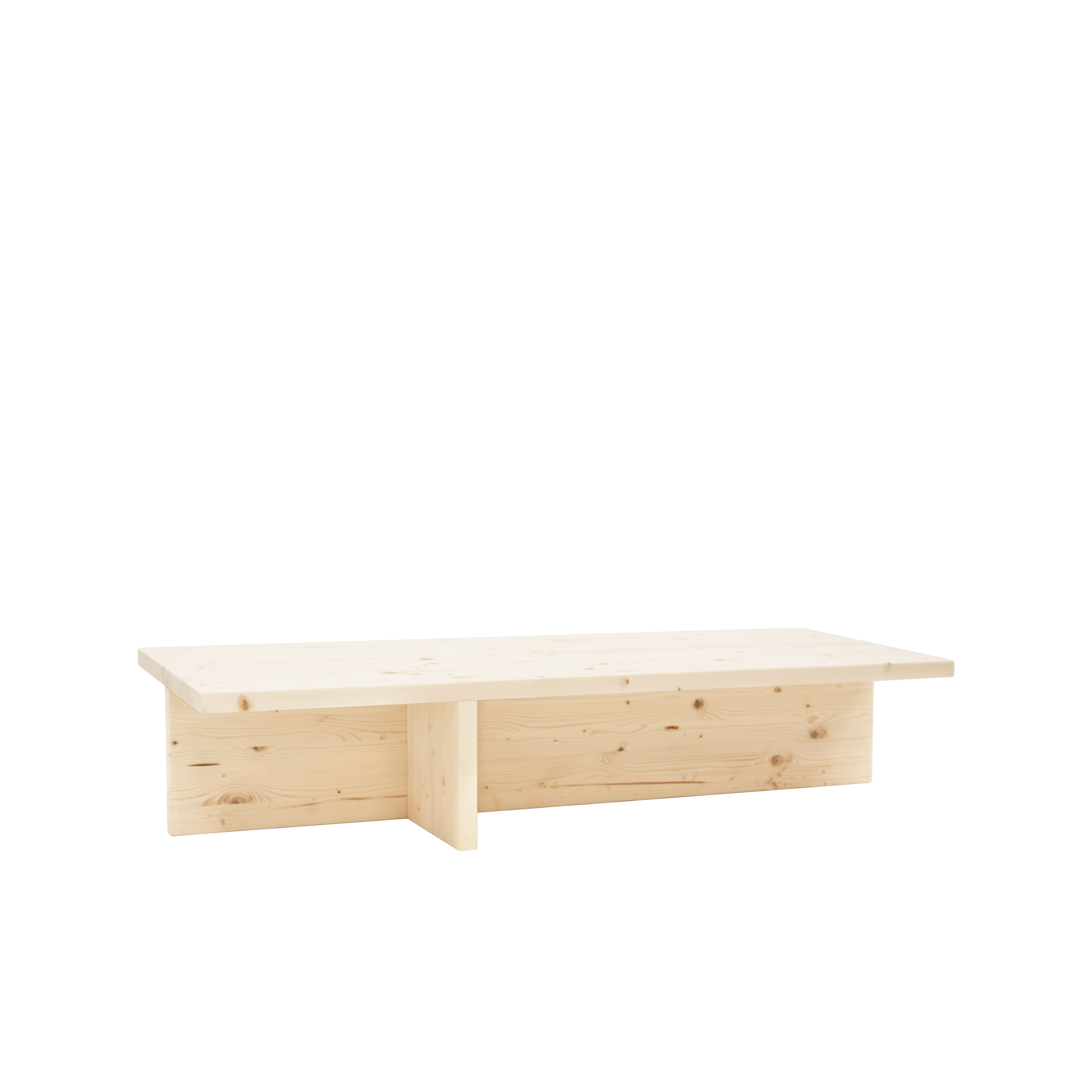 Mesa de centro de madera maciza en tono natural de 123,5x27cm Alto: 27 Largo: 123.5 Ancho: 46.6