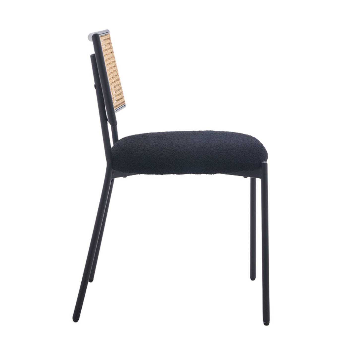 Luciano - lot de 2 chaises cannage - en tissu bouclette - Noir