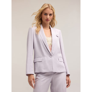 Motivi - Chaqueta de un solo botón en mezcla de lino y lyocell - Violeta