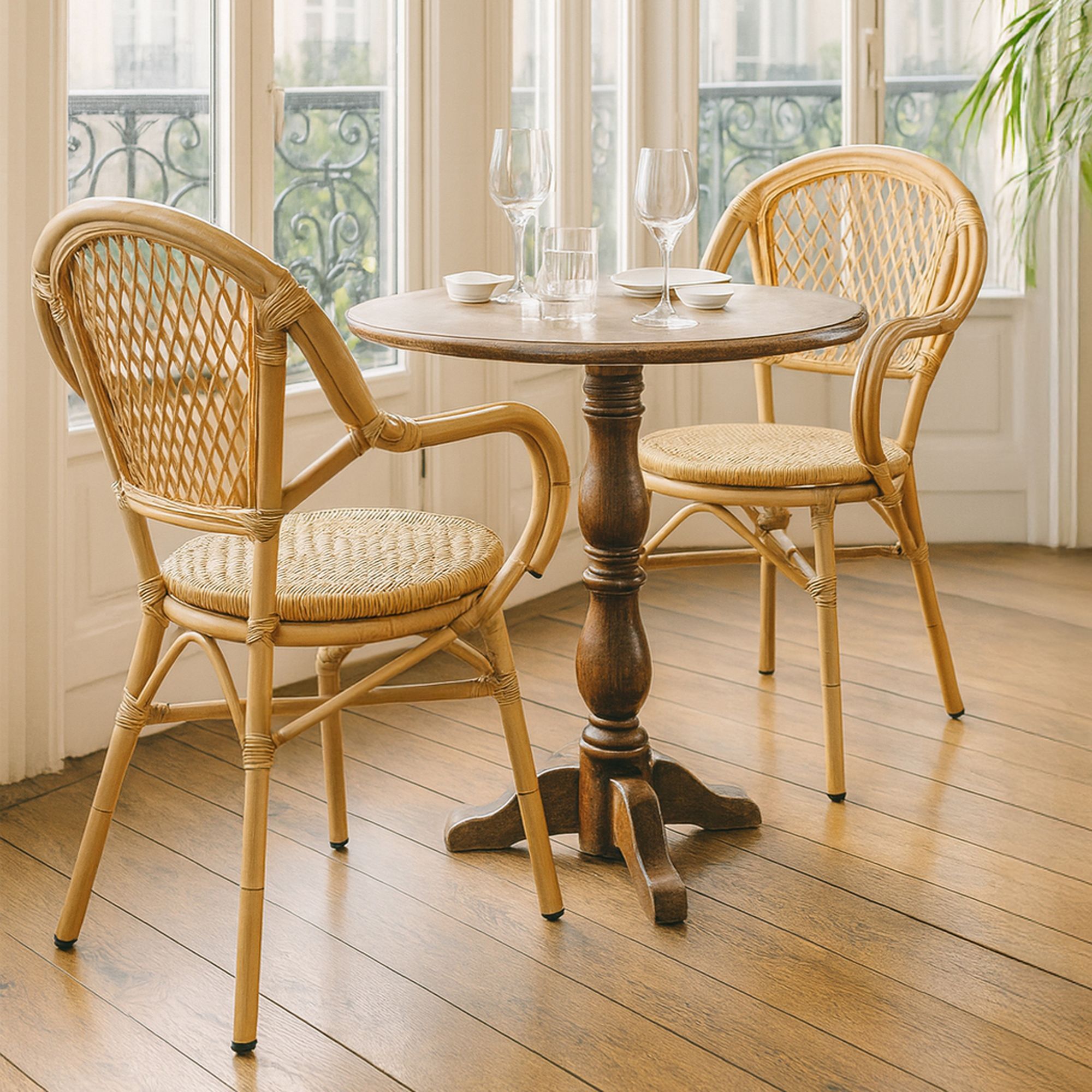 Lot de 2 fauteuils de table en rotin synthétique CAPRI