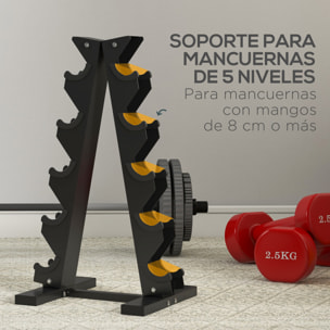 Estante para Mancuernas de 5 Niveles Soporte de Almacenamiento para Mancuernas de Acero para Entrenamiento en Gimnasio Hogar Carga 100 kg 35x33x66 cm Negro