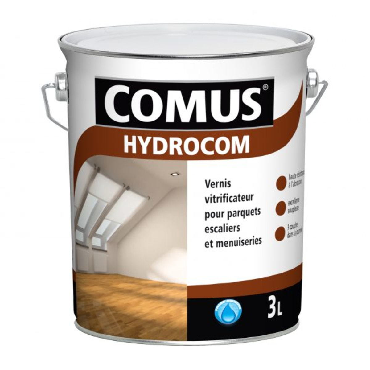 Vitrificateur Hydrocom COMUS SAS - Satiné incolore 1687 - 3 L - 17102