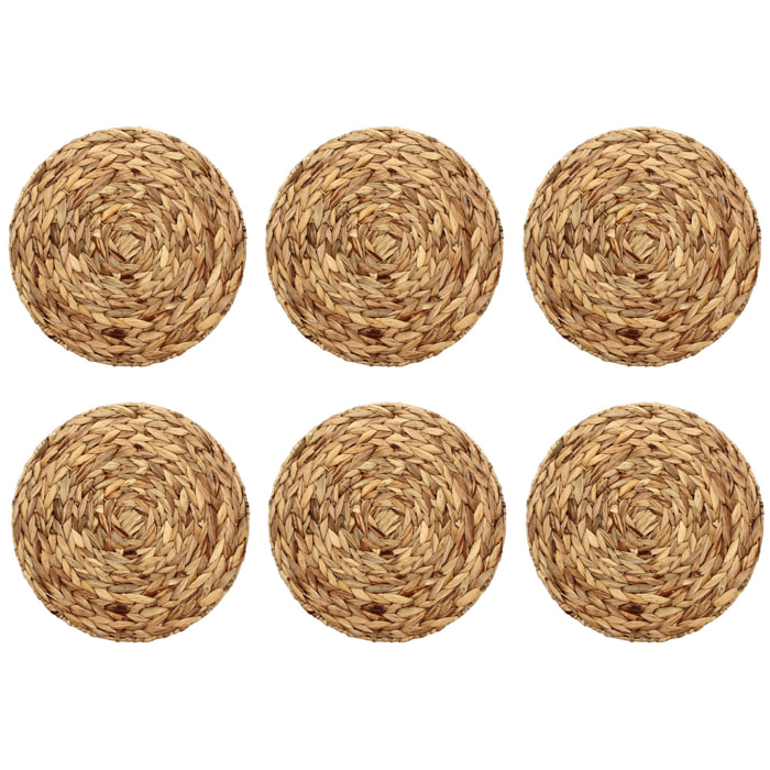 Lot de 6 sets de table rond en jacinthe d'eau JAVA