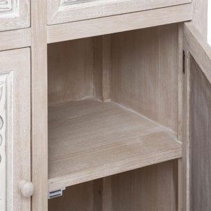 Aparador practico y elegante con 2 puertas en madera blanca|L. 80 x P. 34,5 x H. 85 cm