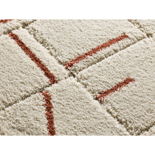 BRENDA Alfombra shaggy geométrica con relieve blanco y motivos caldera, varias medidas disponibles