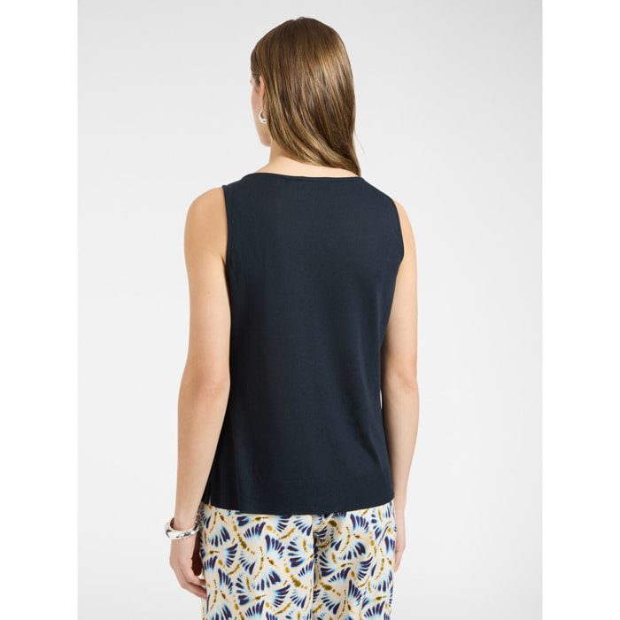 Elena Mirò - Top con scollo barchetta - Blu