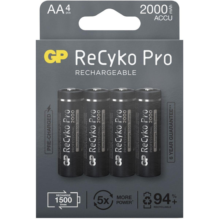 Pile rechargeable GP 4XAA 2000 mAh