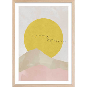Affiche Envolée au soleil Affiche + cadre en bois - Chêne