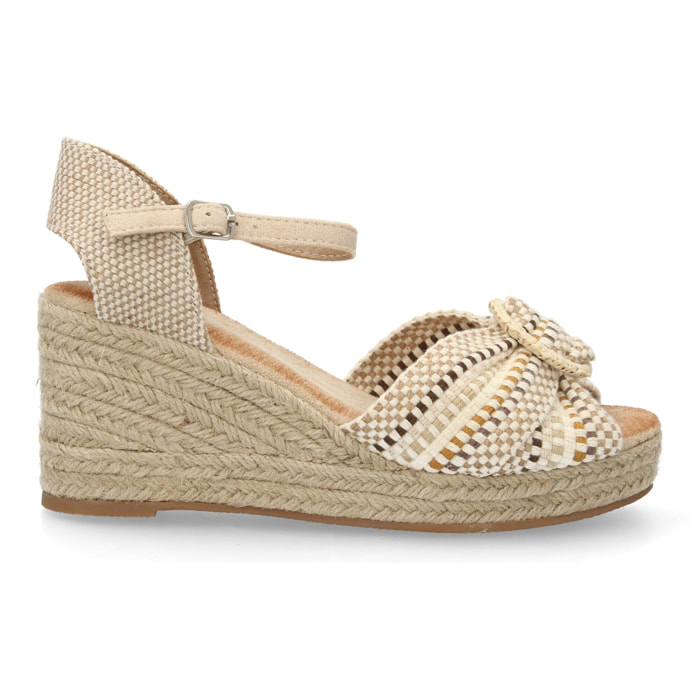 Sandalia cuña esparto lazo mujer