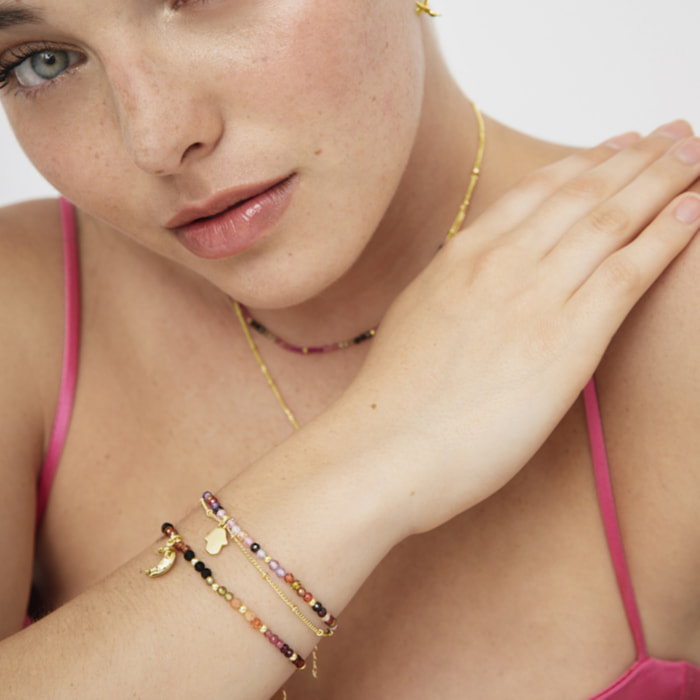 Pulsera de Cristal Multicolor acabada en oro amarillo de 18K