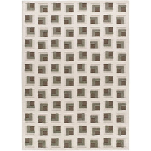 CANDELA Alfombra geométrica con relieve marrón y blanco, varias medidas disponibles.