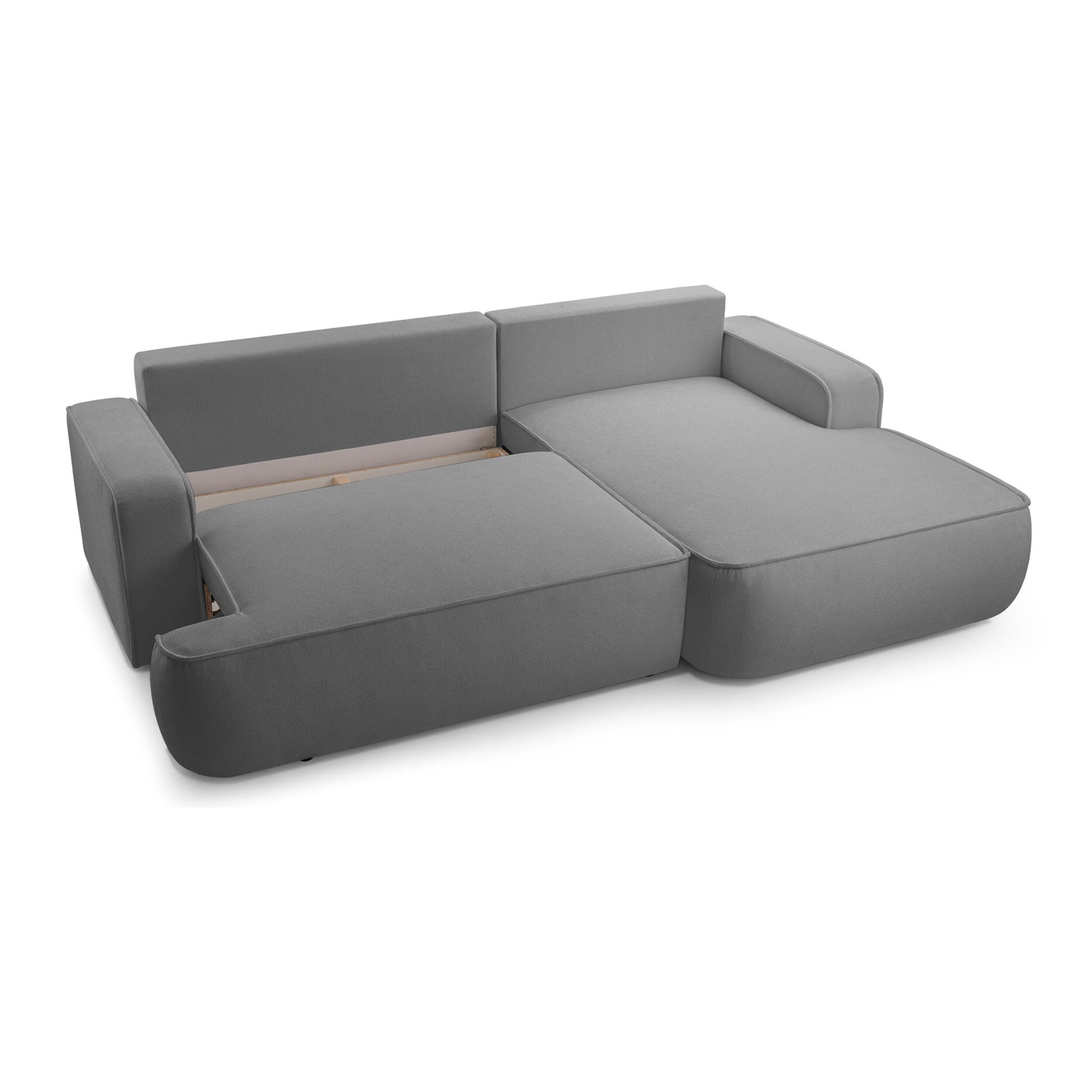 Nessino - canapé d'angle droit 4 places - convertible avec coffre - en tissu texturé - Gris foncé
