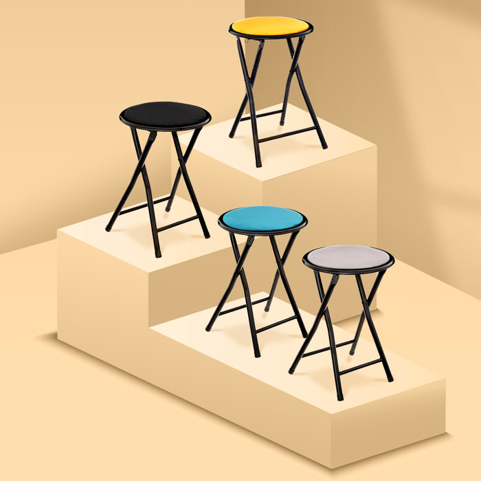 Tabouret pliant Velours Noir