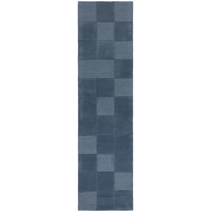 Tapis en laine de couloir CHECKERBOARD Bleu