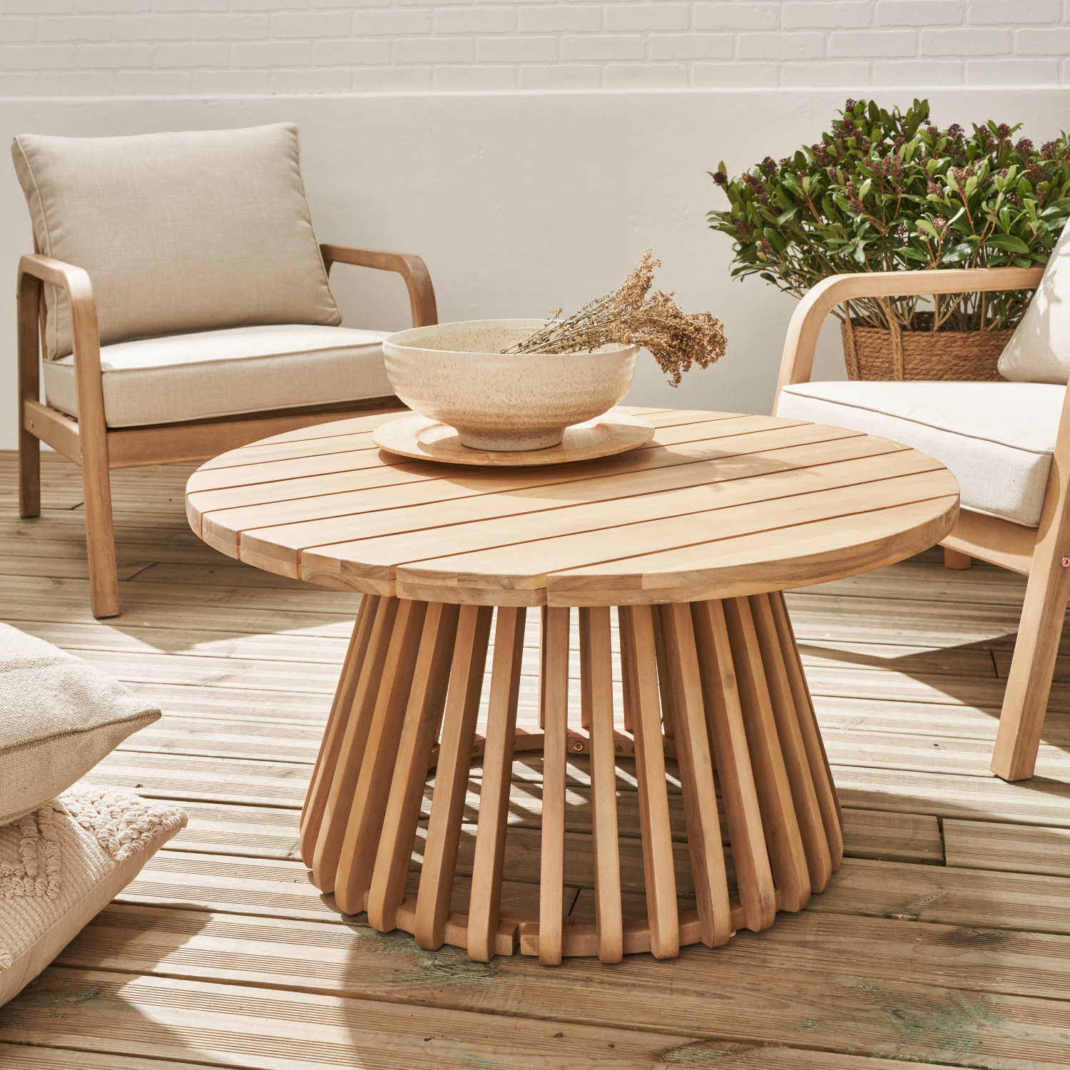Table basse de jardin ronde bois d'acacia Ø80cm OVIEDO TABLE BASSE