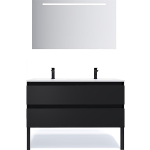 Ensemble double vasque 2 tiroirs + miroir - HUDSON