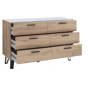 Commode 2x3 tiroirs finition chêne - VITRUS