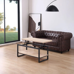 Mesa de centro elevable extensible Rens Negro - Roble