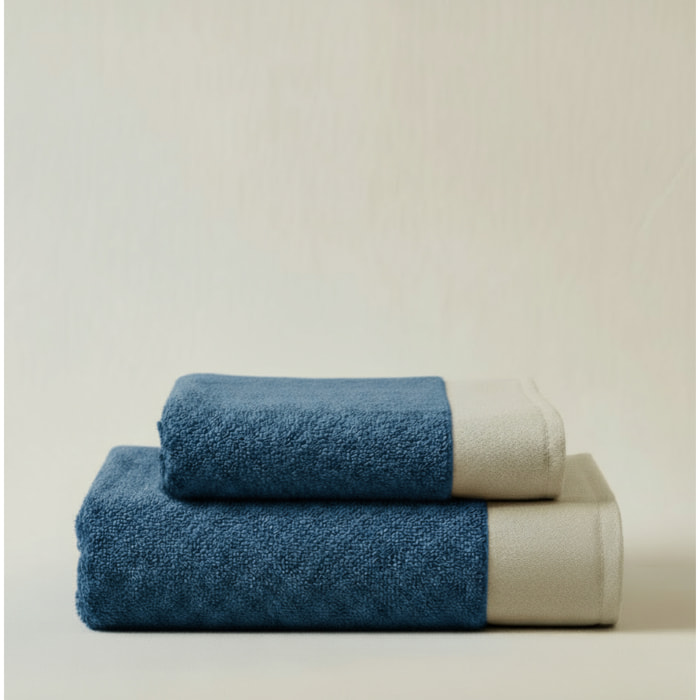 SET VISO E MANI SPUGNA BLU ARAZZO CON BALZA IN LINO