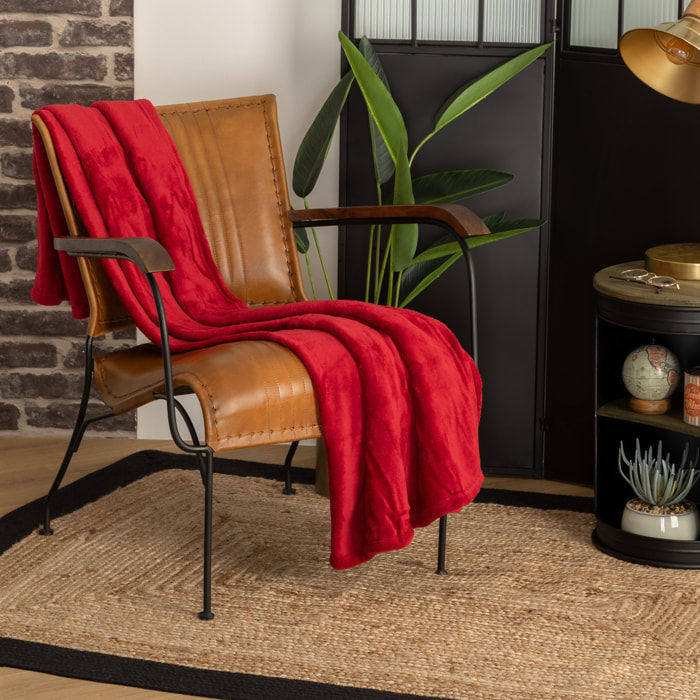 Plaid - microfibre - rouge - 125x150 cm