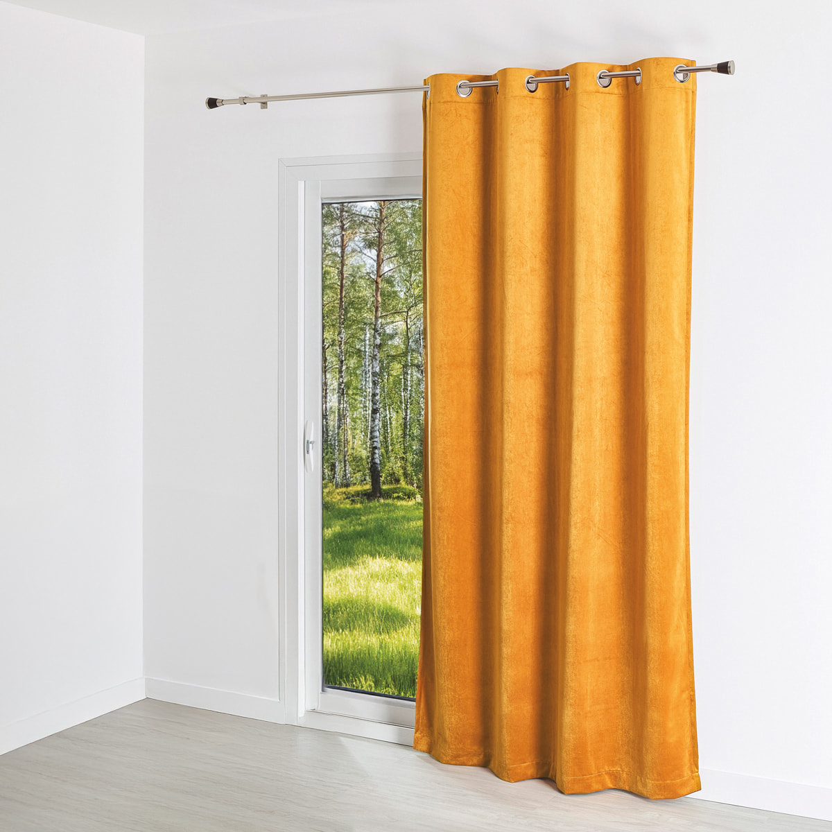 Rideau uni en suédine  - Effet daim et velours - Jaune Ocre