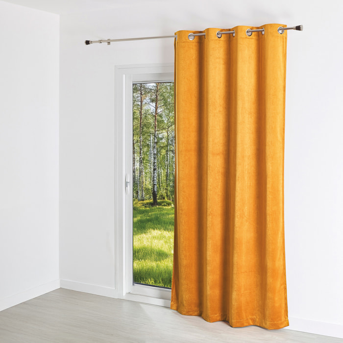 Rideau uni en suédine  - Effet daim et velours - Jaune Ocre