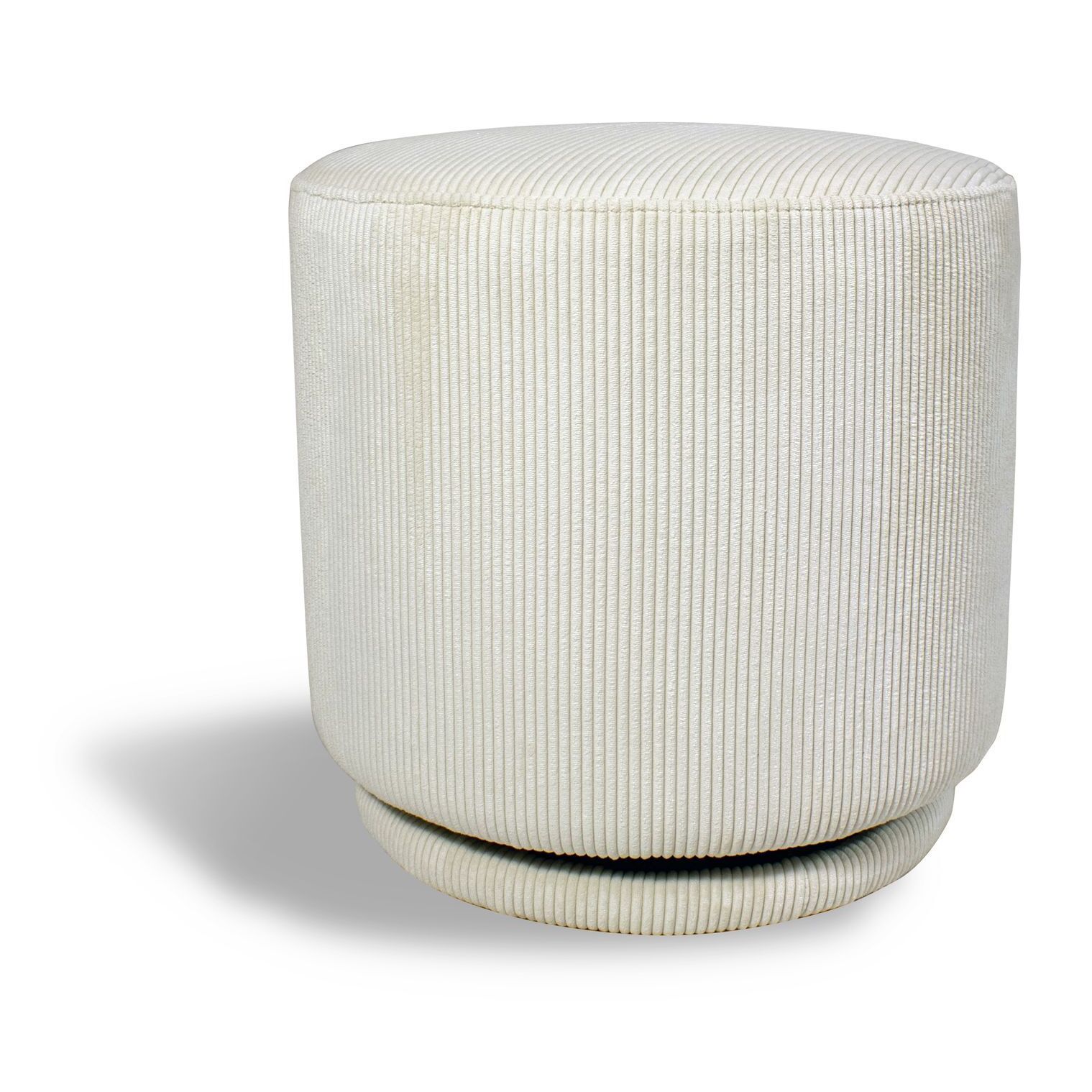 POUF PIVOTANT EN VELOURS COTELÉ ÉCRU 40X40XH39CM CASPER